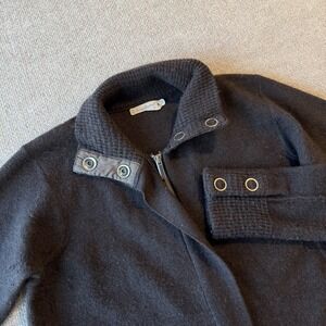 SmartWool Size Large Black 100% Merino Wool Full Zip‎ Mock Neck Sweater